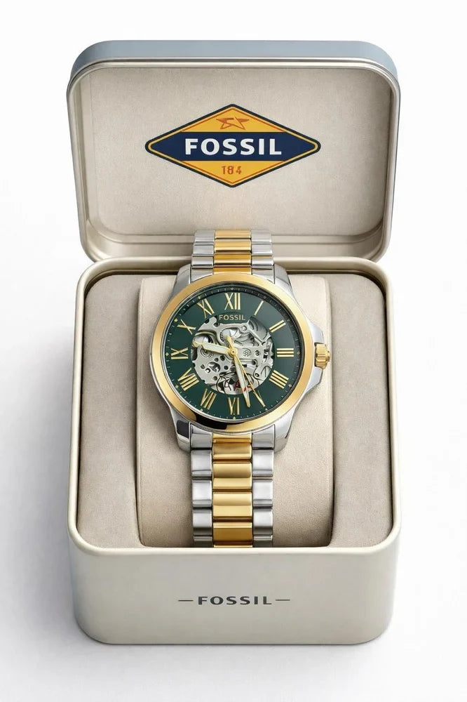 Fossil Machine Automatic Skeleton Dial Multi-tone Strap Men's Watch Formal Casual -FS-05022