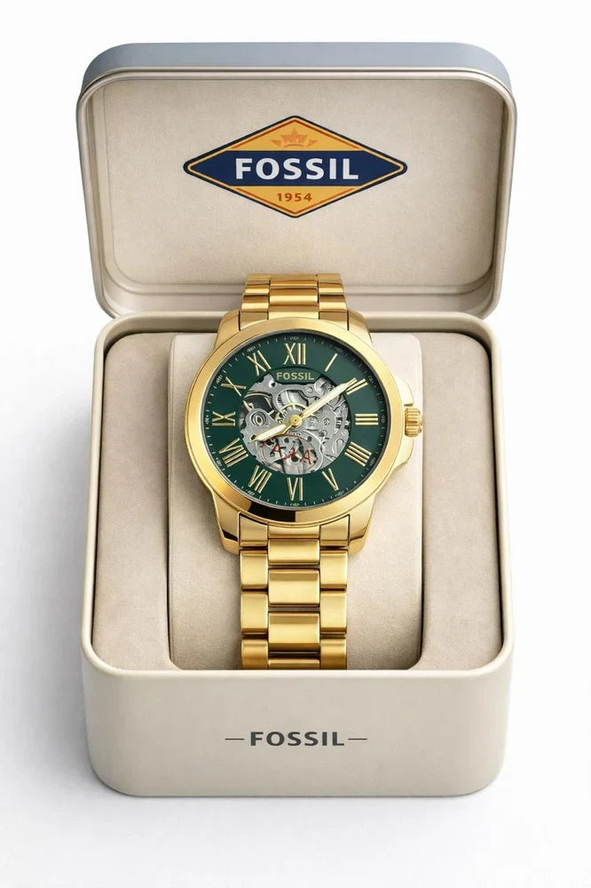 Fossil Machine Automatic Skeleton Dial Gold Men's Watch Formal Casual -FS-05021