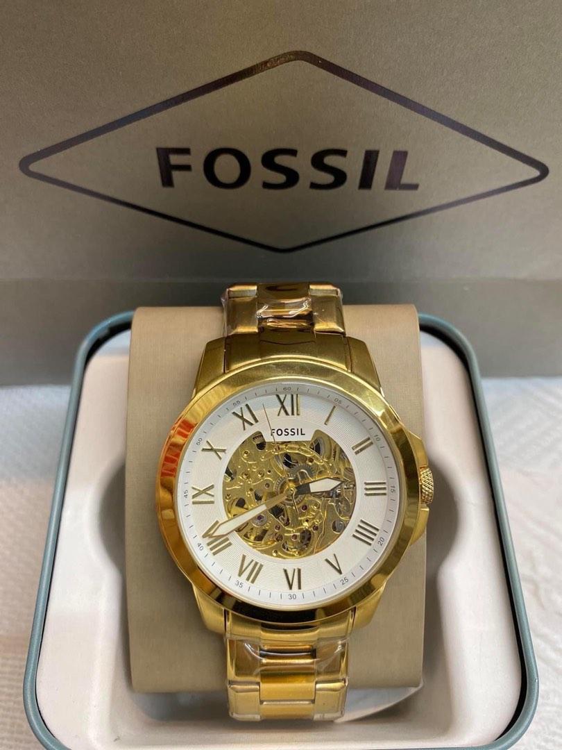 Fossil Machine Automatic Skeleton Dial Gold Men's Watch Formal Casual -FS-05020