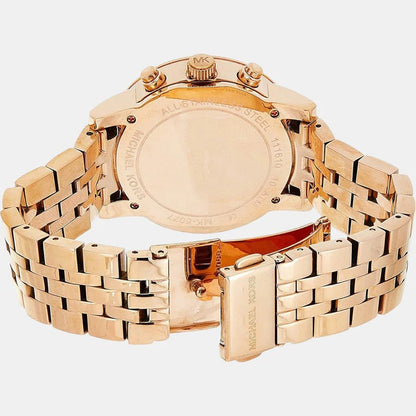 Michael kors Two-Tone starp Women’s Chronograph MK-6077 Watch for Girl or Woman Rose Gold Dial Diamond Case Date Best Gift For Women