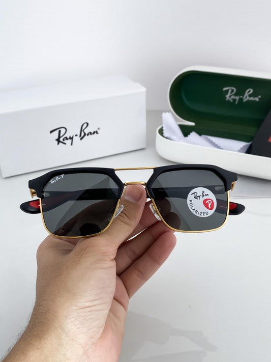 Rayban Stylish Black Glass/Gold Black Frame Men's And Women's Polarised Sunglass Heavy Quality RB-5490