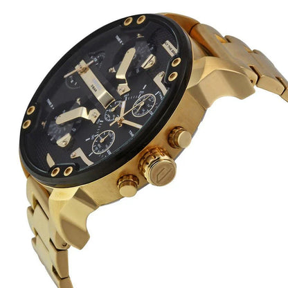 Diesel Multi-Function Chronograph Analog Black Dial Gold Strap Men's Watch DZ-8016