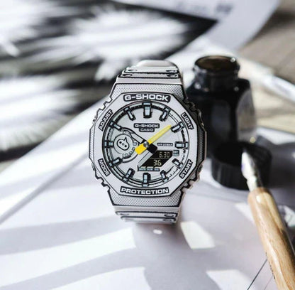 G-shock White Analog-Digital Watch World Time Multi-Function Resin Band Sports Watch GS-2113