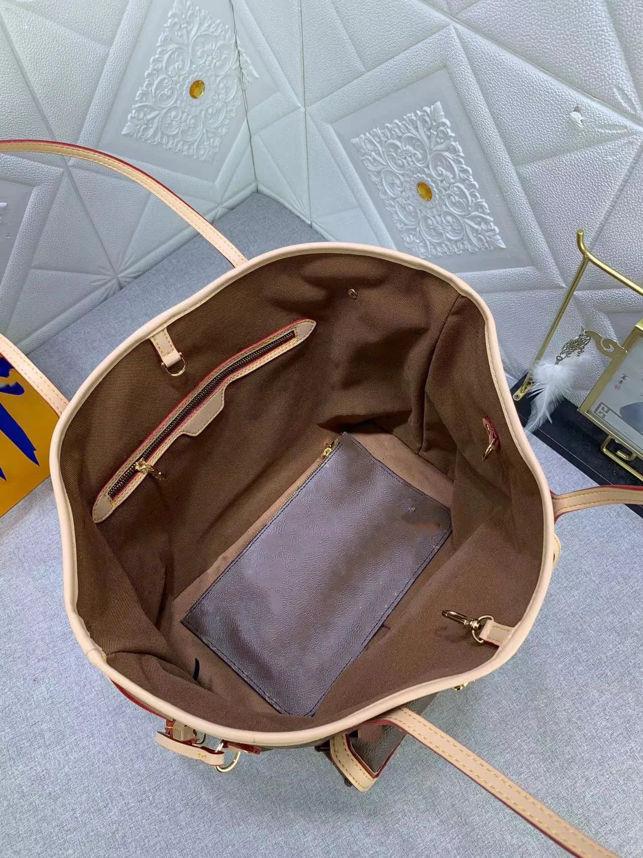LV Brown New Leather Tote Bag Stylist Office Bag LV-4450-WBG