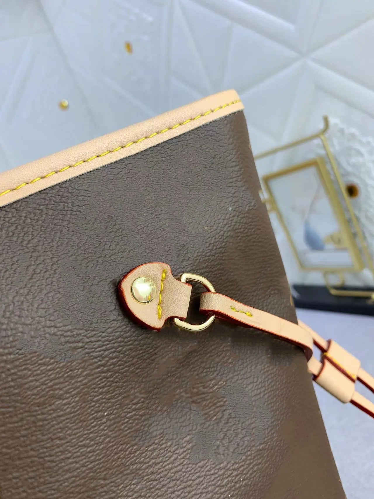 LV Brown New Leather Tote Bag Stylist Office Bag LV-4450-WBG