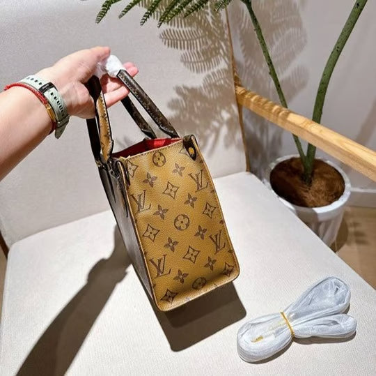 Brown Color Two-Tone Leather Tote Bag, Stylist Daily Use Handbag