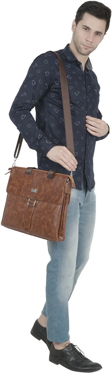 Mont Blanc Men's Crossbody Messenger Bag – Vintage Brown Leather Bag MB-4455-WBG