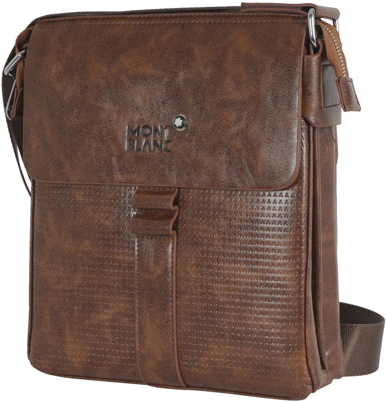 Mont Blanc Men's Crossbody Messenger Bag – Vintage Brown Leather Bag MB-4455-WBG