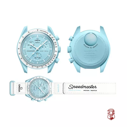 Swatch x Omega Blue Dial/White Strap Bioceramic Moonswatch Mission to Mercury OG-1027