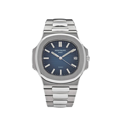 Patek Philippe Nautilus Watch Blue Dial Silver Color Strap Quartz Movement Dated Watch PK-5711R-001-BLUE