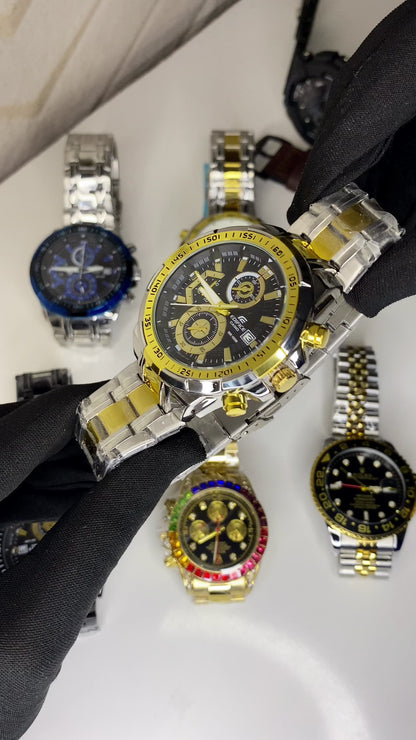 Casio Edifice Chronograph Black Dial Gold Metal Men's Watch EFR 539SG 1AVUDF