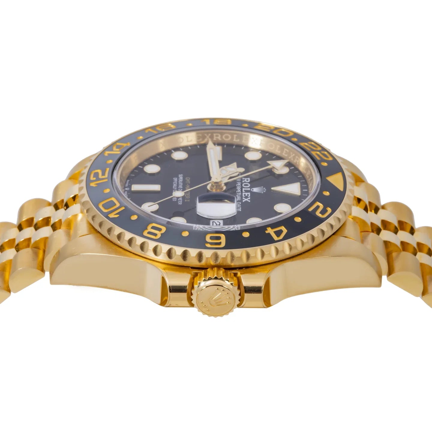 Rolex GMT-Master II Oyster Perpetual Bidirectional Rotatable Bezel Gold Dial and a Jubilee bracelet Men's Watch RLX-GMT-5013