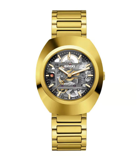 RADO Diastar Automatic Skeleton Dial Gold Men's Watch RD-1214