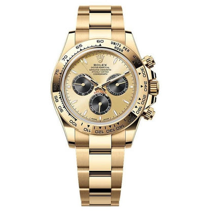 Rolex Chronograph Men's Watch With Golden Dial Stainless Steel Strap RLX-9858