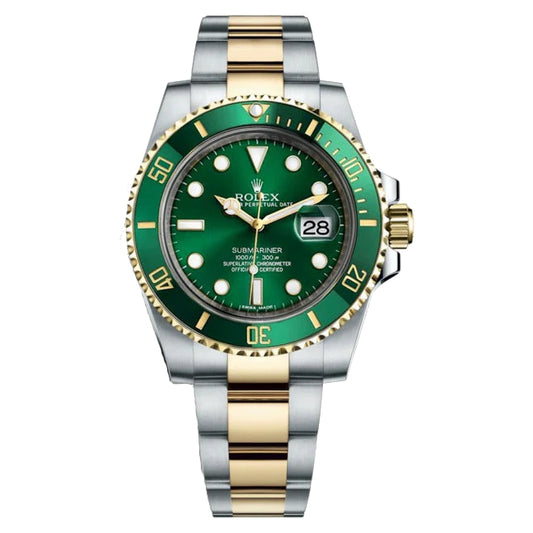 Men's Watch Dual Color, Stylish Look With Green Color Dial And Stainless Steel Strap RLX-116613LV