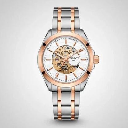 Tissot White Rose-Gold Skeleton Dial Automatic Men's Watch TS-616-7