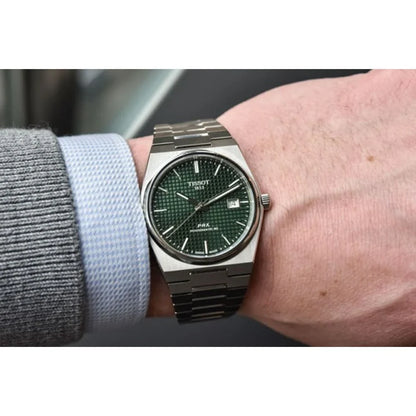 Tissot PRX Powermatic 80 Green Dial Silver Steel Strap Watch for Men - TS-4104