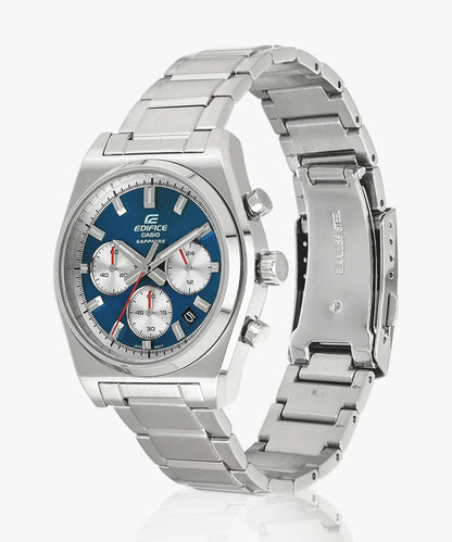 Casio Edifice Chronograph  Quartz Men's Watch With Silver Strap/Blue Dial ED416