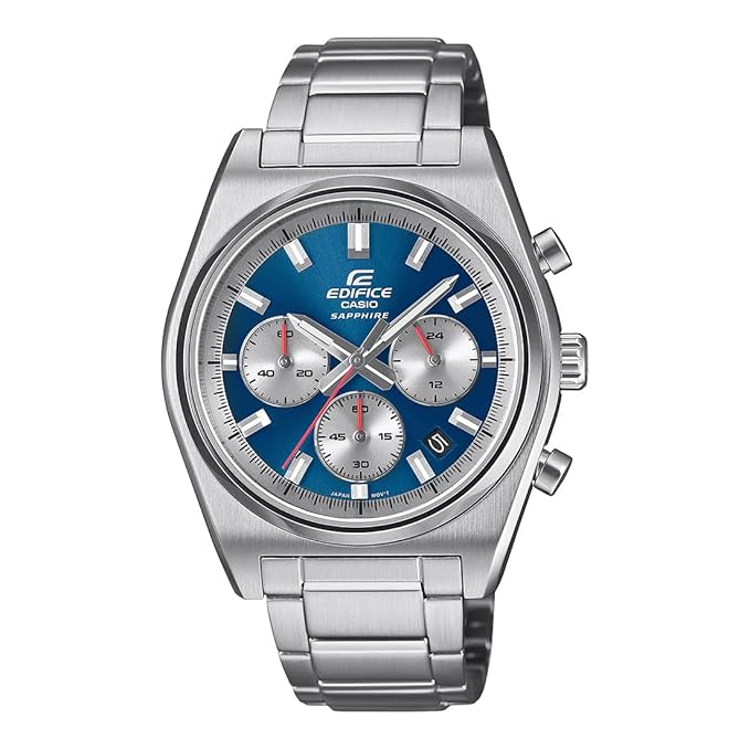 Casio Edifice Chronograph  Quartz Men's Watch With Silver Strap/Blue Dial ED416