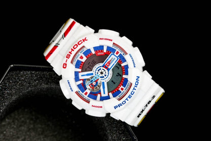 Casio G-Shock Jam Ga110 Gundam 40th Tricolor SeriesWatch Dual Time Robber Strap Watch For Men -Unisex Fancy look premium quality GA-110TR-7ADR