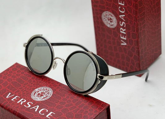 Versace Branded Multi Color Glass Men's Sunglass For Man Ver-432 Silver Black Color Stick Gift Sunglass