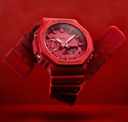 Casio G-Shock Chronograph Digital Red Color With Red Color Dial & Rubber Belt Men's Watch For Man With -Best Gift Watch G-SHOCK GA-2100