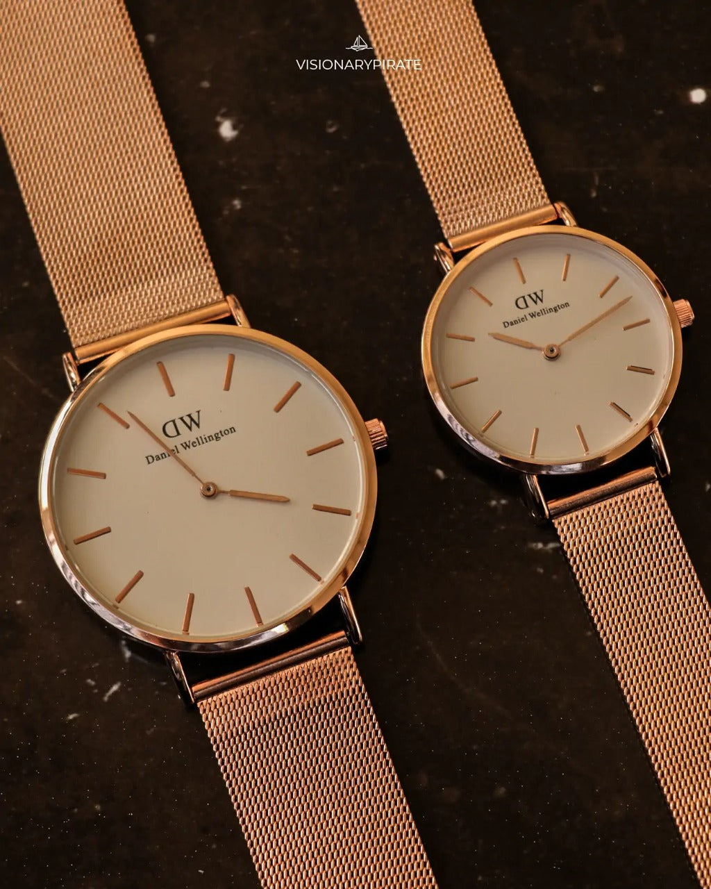 Daniel Wellington Analog Petite Melrose Analog Watch For Couples White Color Dial With Gold Case And Stainless Steel Strap For Couples Watch DW-CPL-5020 - Classy Look Watch For Couples