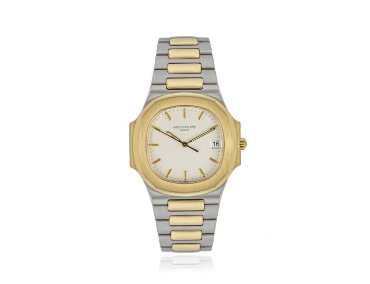 Patek Philippe Nautilus Mad Watch Quartz Movement White Dial Silver And Gold Strap Dated Watch For Men's-Best Men's Collection PP-5665