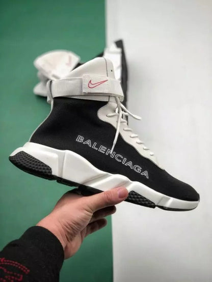 Nike Air Balenciaga High Top White Black Shoe - Balenciaga-Speed-Trainer-021