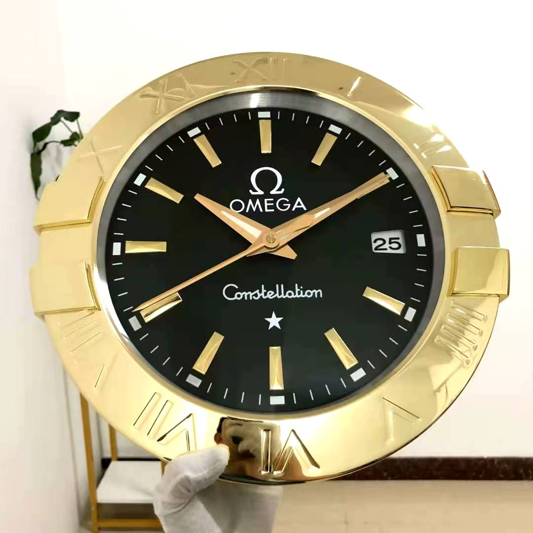 Omega Wall Clock Quartz Analog Gold With Black Dial Clock For Wall decording Clock inspried by Omega watch- Classy Look Clock For Home Decor Wall Clock OG-WC-901