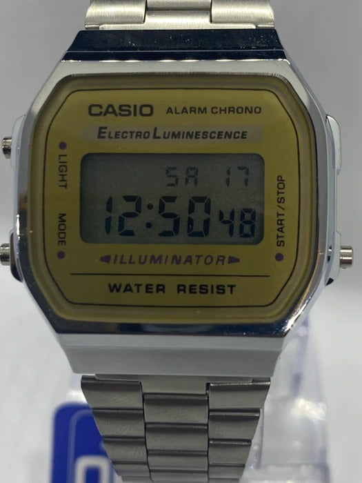 Casio Classic Digital Watch New Era VT-A169W Gold Dial And Stainless Steel Strap Watch Design Unisex Retro Vintage Melbourn Best digital Gift Ever