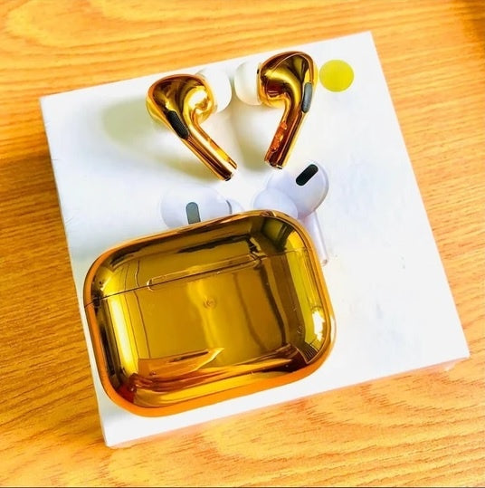 Golden Airpods Pro With Wireless Charging Case Bluetooth Headset (White, In the Ear) A-PODS-GOLD