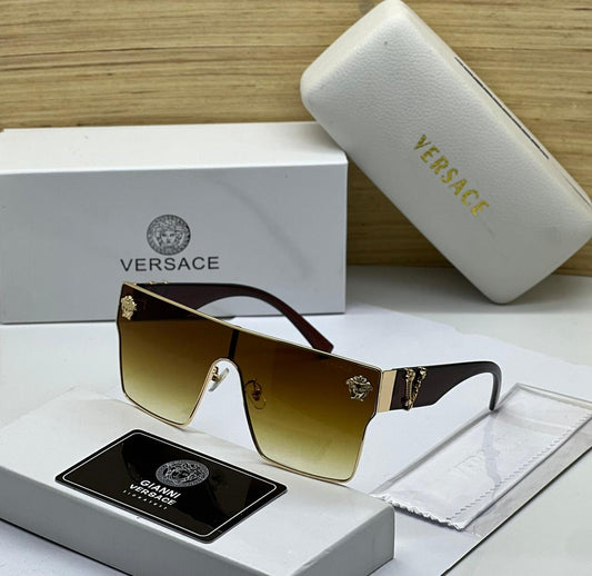 Versace Half Brown Shade Gradient Lens Sunglass For Men And Women With Black Stick Sunglass VER-3465