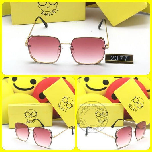 Smile Dark Pink Shade Glass Women's Sunglass for Woman or Girl SM-111 Golden Black Frame Gift Sunglas