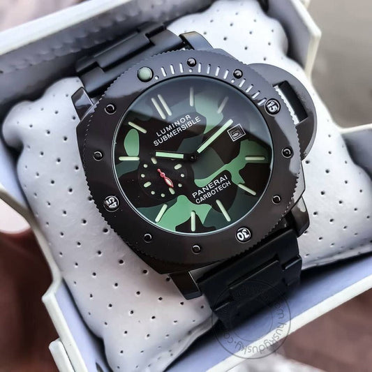 LUMINOR SUBMERSIBLE [PANERAI CARBOTECH] LR-333 MULTI COLOR DIAL BLACK STAINLESS STEEL CHAIN FOR MEN's GIFT WATCH