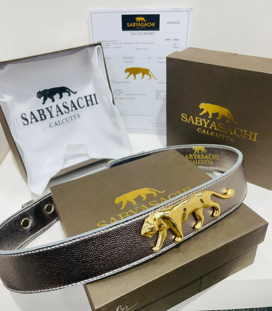 SABYASACHI Premium Quality Casual Belt In Grey Shine Color Design Belt For Women's Or Girl's Belt With A Brand Box SS-B-05-Best For Casual Use