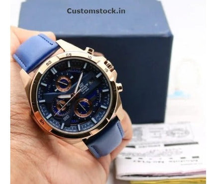 Casio Edifice Limited Adition ChronographBlue Black Dial Blue Strap Leather Men's Watch EFR-556