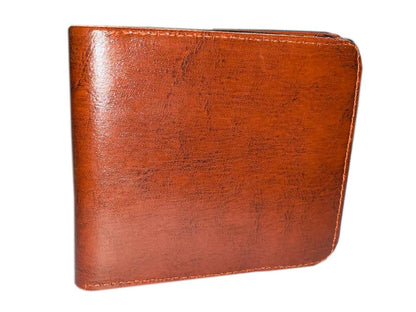 Tan Genuine Leather Three Fold Colorful Wallet