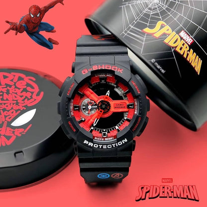 Casio G-Shock Analog Spider-man Edition Watch With Marvels Logo Avengers logo symbols on the band Black Color Strap Watch -GA-110GB