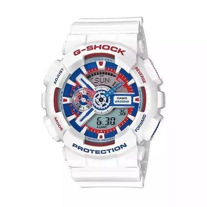 Casio G-Shock Jam Ga110 Gundam 40th Tricolor SeriesWatch Dual Time Robber Strap Watch For Men -Unisex Fancy look premium quality GA-110TR-7ADR