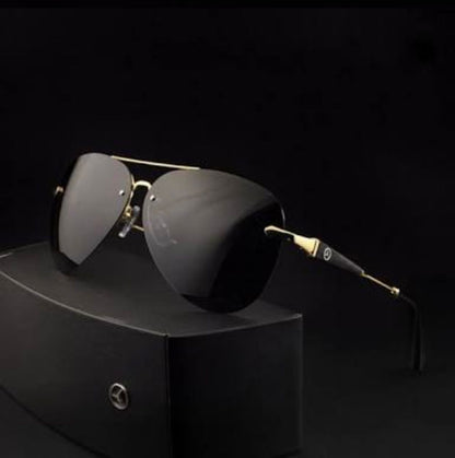 Mercedes Benz Men's And Women's Sunglasses Black Glass With Gold Case And Gold & Black Stick -Best Sunglasses For Causal Use MRDC-10