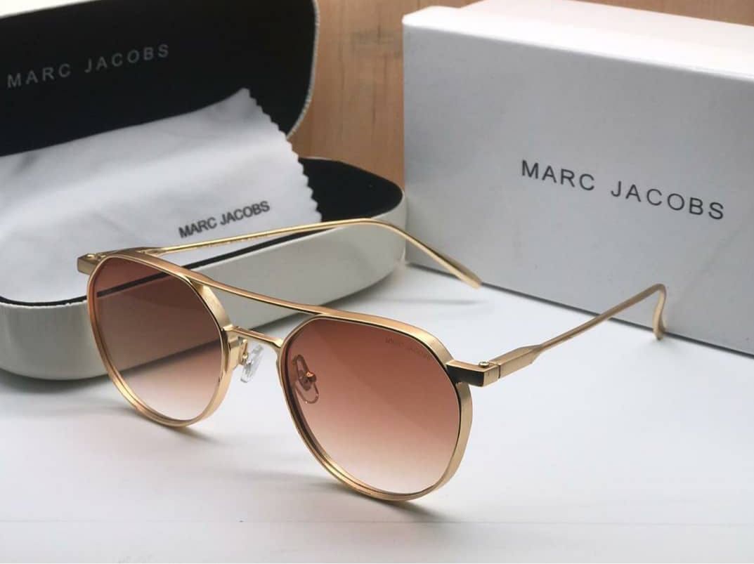 Marc Jacobs Brown Lens Sunglass Men's Women's Or Girl's Sunglass For Man MJ-09102 Circle Gold Frame Sunglasses for Men's Women's Or Girls Also- Best Stylist Sunglasses MJ-09102