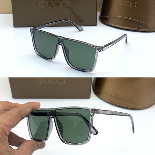 Gucci Branded Green Transparent Color Design Glass Grey Bold Stick Men's Women's Sunglass for Man Woman or Girl GG-0040S Grey Stick Gift Sunglass