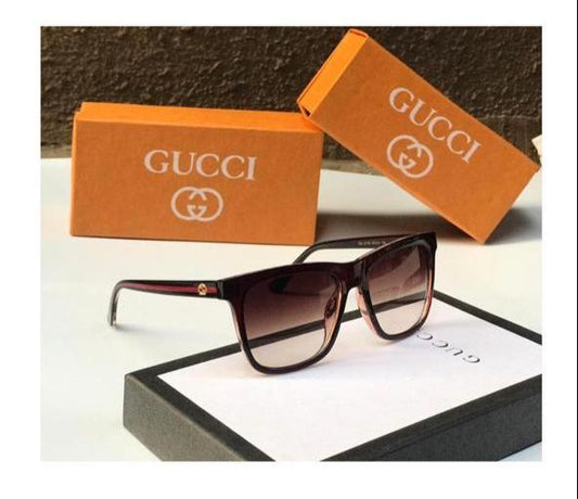 Gucci Brown Shaded Glass Square Sunglasses For Man GU-000 Brown Frame & Brown Stick Gift Sunglass