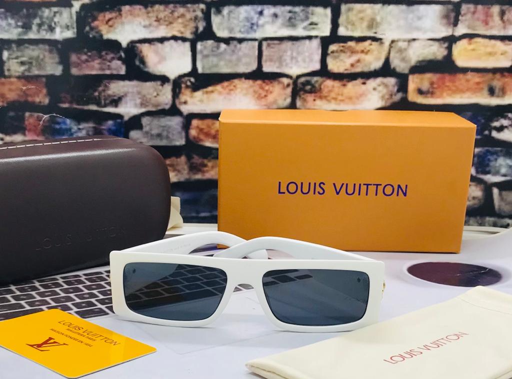 Louis Vuitton Branded Evidence Blue Transparent Len's White Frame LV-9016 Unisex Men's and Women's Sunglass