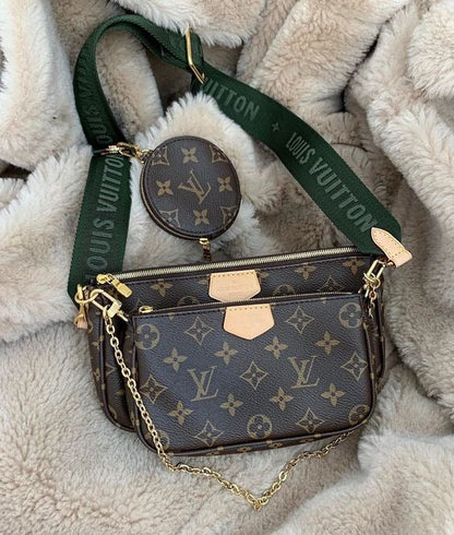 LOUIS VUITTON Cross Body Handbag In Stunning Brown In Checks Pattern Brown Color Belt Women's Or Girls Bag Along with sling- Stylist Daily Use Bag LV-2874