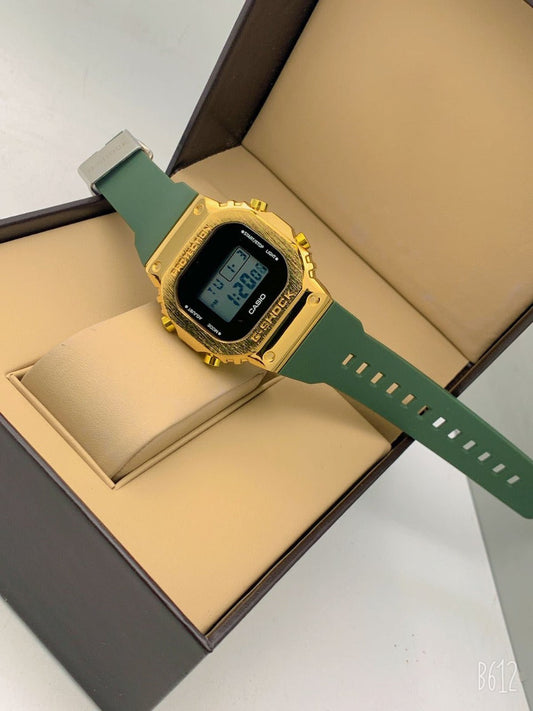 Casio Vintage digital Women's Or Girls Watch With Green Colour Strap and Gold And Black Case-Best For Working Women's or Girls VT-8734g9