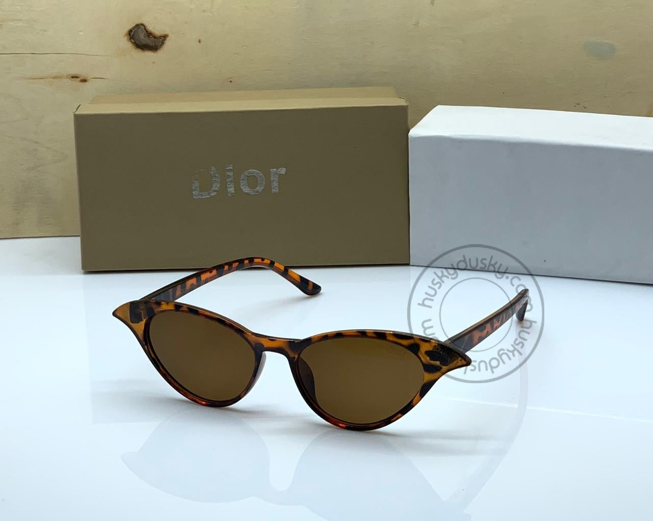 Dior Brown Glass Women's Sunglass for Woman or Girl DR-123 Tiger Print Frame Gift Sunglass