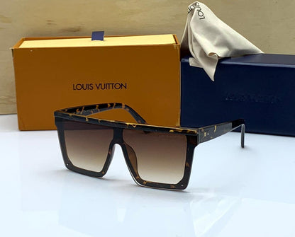 Louis Vuitton Branded Brown Glass Men's And Women's Sunglass For Man And Woman Or Girls LV-7956 Cheetah Print Frame Unisex Gift Sunglass