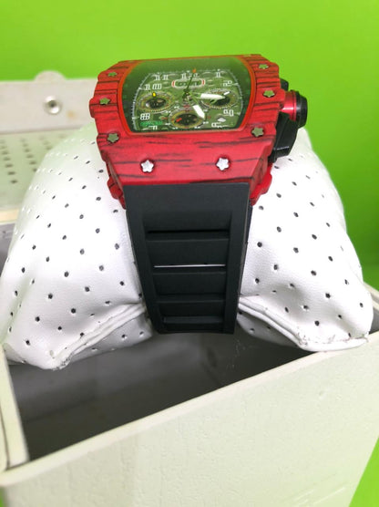 Richard Mille Chronograph Black Strap Wooden Design Case Multi Color Dial Men's Watch For Man Date Gift Watch RM50-100